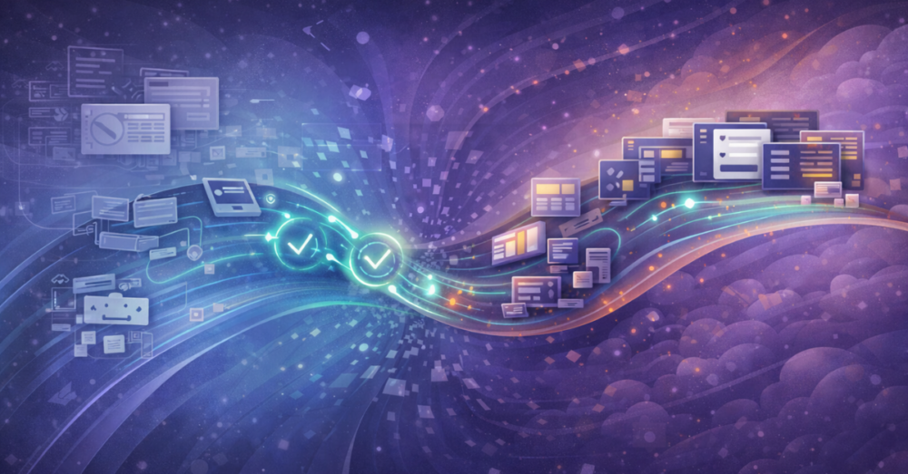 Conceptual illustration of shifting left in software testing, showing early validation applied to design and development stages to prevent issues before final system completion.