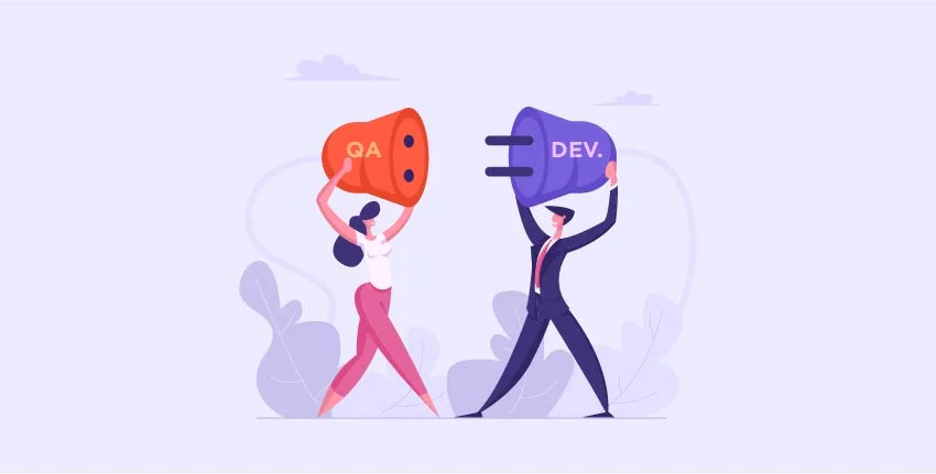 QA and developer collaboration diagram showing shared responsibility, communication, and continuous feedback.