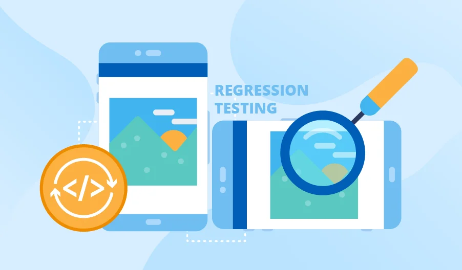 Seven types of regression testing methods diagram: corrective, retest-all, selective, progressive, complete, partial, and unit regression.