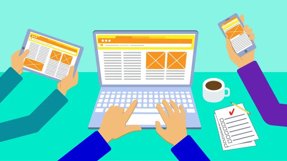 Website testing checklist infographic covering functional, performance, usability, compatibility, security, and accessibility testing.